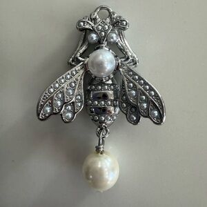 Dior Silver and Pearl Bee Pendant